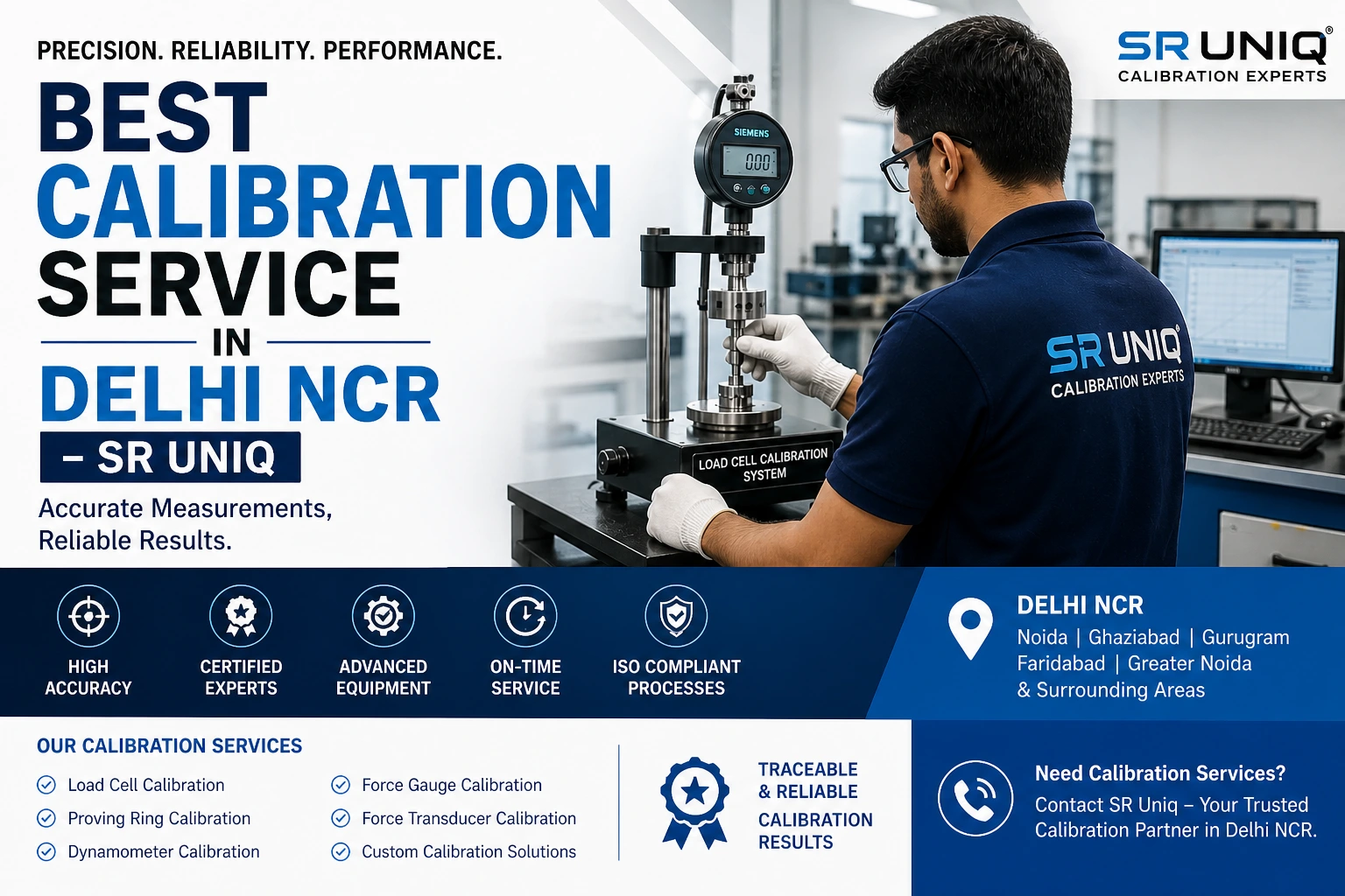Best calibration service in Delhi NCR by SR Uniq engineers performing precision testing